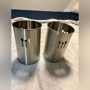 2 Stainless Steal Utensil containers.